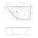 IMPRESE BLATNA ванна 170*100*52см асиметрична права, без ніжок, акрил 6мм, (BLATNA170R)