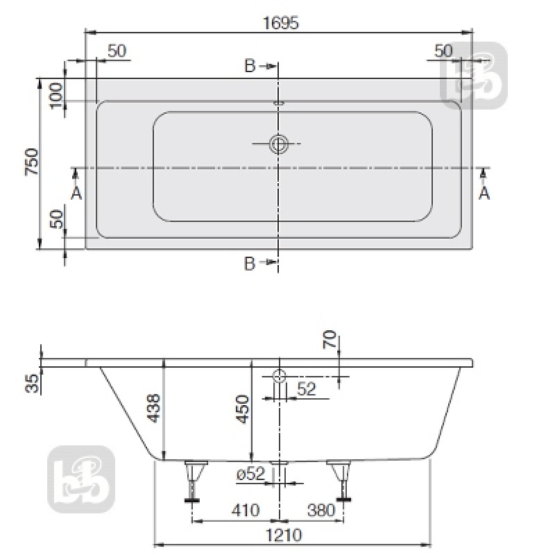 VILLEROY & BOCH SUBWAY ванна 170*75см, (UBA170SUB2V-01)