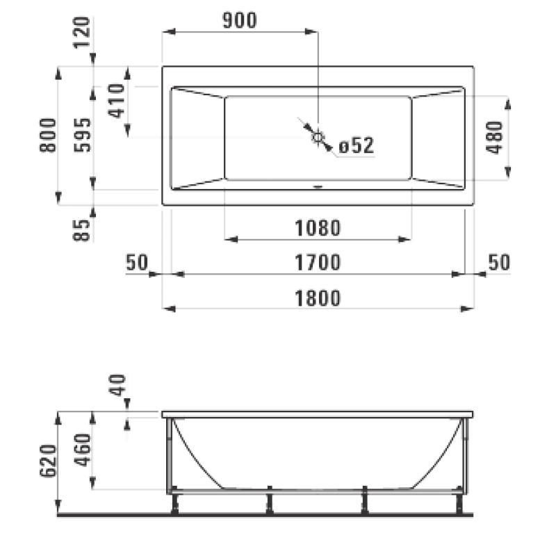 Laufen PRO ванна 180*80 см з панеллю,