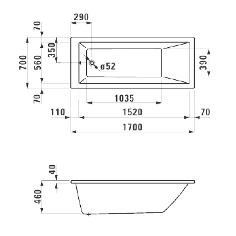 Laufen PRO ванна 170*70 см,