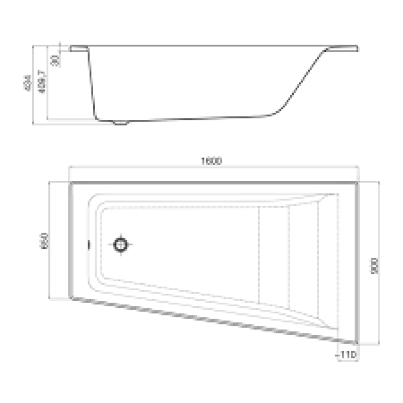 ROCA EASY ванна 1600*900мм, кутова, права, з нiжками, (A248410000)