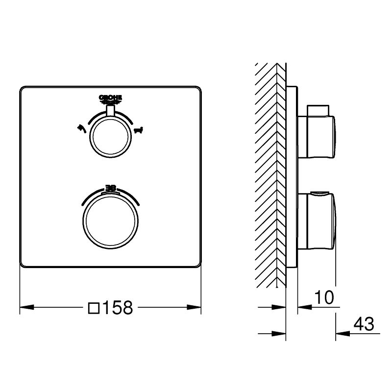 Grohe Grohtherm Термостат для душа с переключателем на 2 положения ванна/ душ, (24080000)
