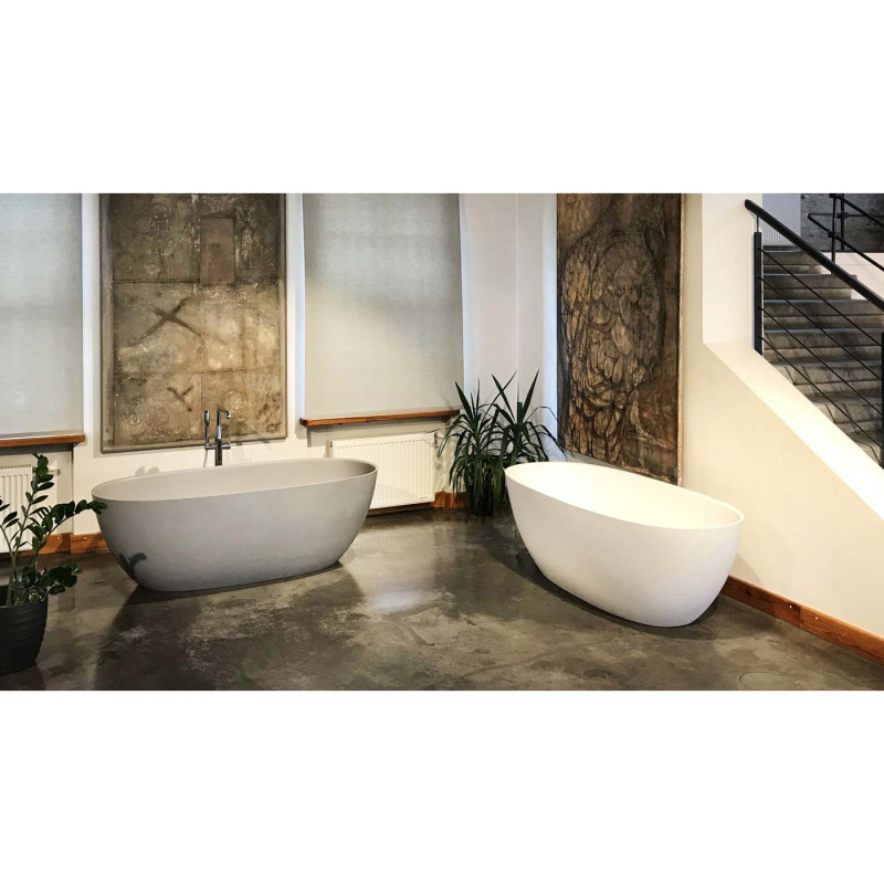 PAA VABELS/00 BELLA Ванна окремостояча 170см з литого (штучного) каменю Silkstone, з інтегрованим сифоном, білий матовий