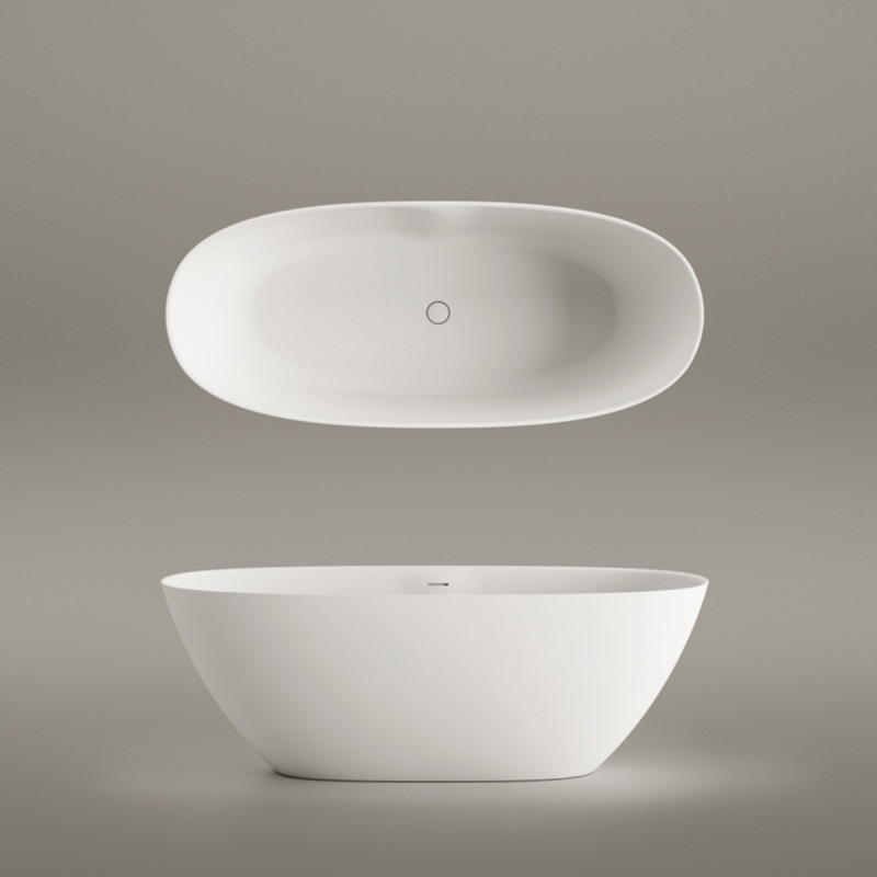 PAA VAPERL175/00 Perla Ванна окремостояча 175см з литого (штучного) каменю, з інтегрованим сифоном, колір білий глянець