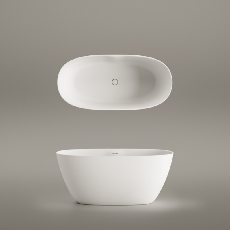 PAA VAPERLS145/00 Perla Ванна окремостояча 145см з литого (штучного) каменю Silkstone, з інтегрованим сифоном, колір білий мат