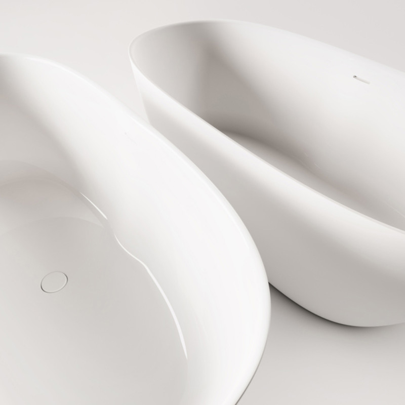 PAA VAPERL145/00 Perla Ванна окремостояча 145см з литого (штучного) каменю, з інтегрованим сифоном, колір білий глянець