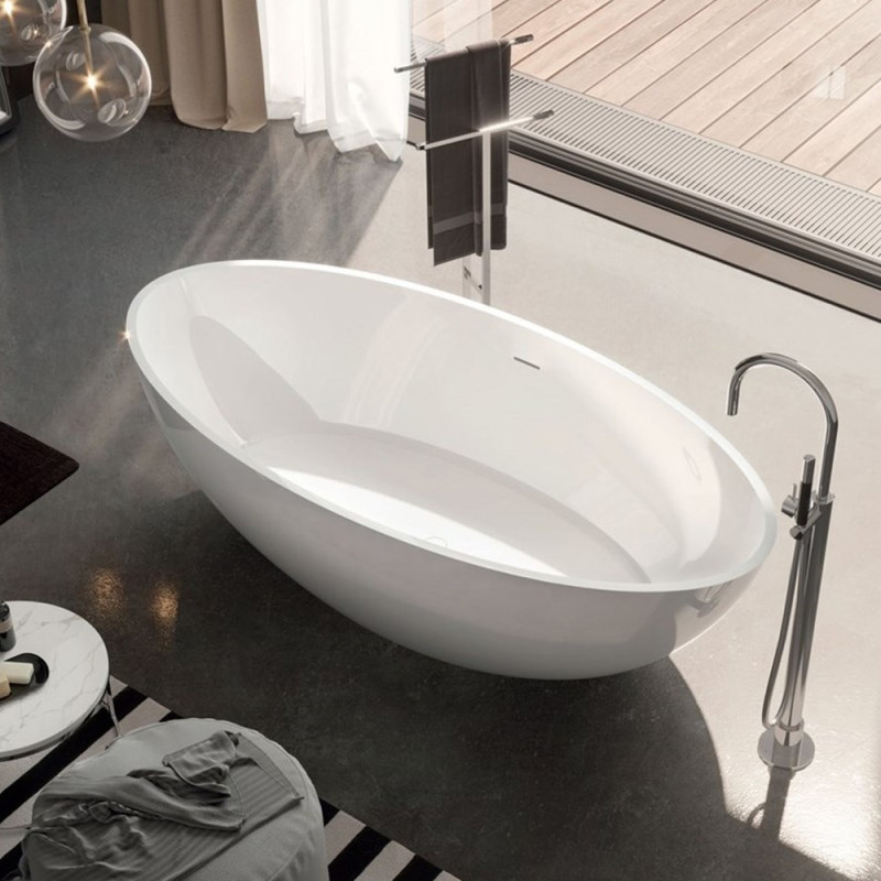 TREESSE V308BL CAREZZA Ванна зі штучного каменю 180 x 85 x 52h +сифон Crias400S51 NEU, білий