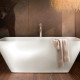 PAA VAQUA/00 QUADRO Ванна окремостояча 159см з литого (штучного) каменю, з інтегрованим сифоном, колір білий глянець
