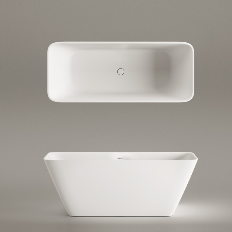PAA VAQUAS/00 QUADRO Ванна окремостояча 159см з литого (штучного) каменю Silkstone, з інтегрованим сифоном, колір білий мат