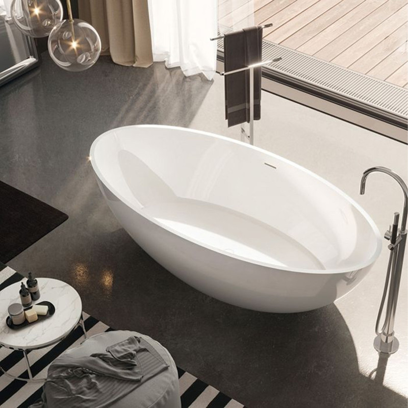 TREESSE V307BL CAREZZA Ванна зі штучного каменю 170 x 80 x 52h +сифон Crias400S51 NEU, білий