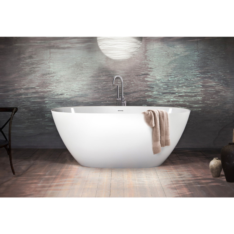 PAA VAPERLS/00 Perla Ванна окремостояча 160см з литого (штучного) каменю Silkstone, з інтегрованим сифоном, колір білий мат