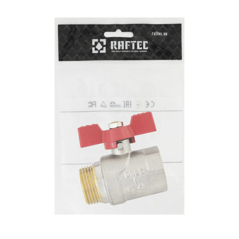 Raftec Кран кульовий RED PN40 ЗВ 1" ручка CBB-031