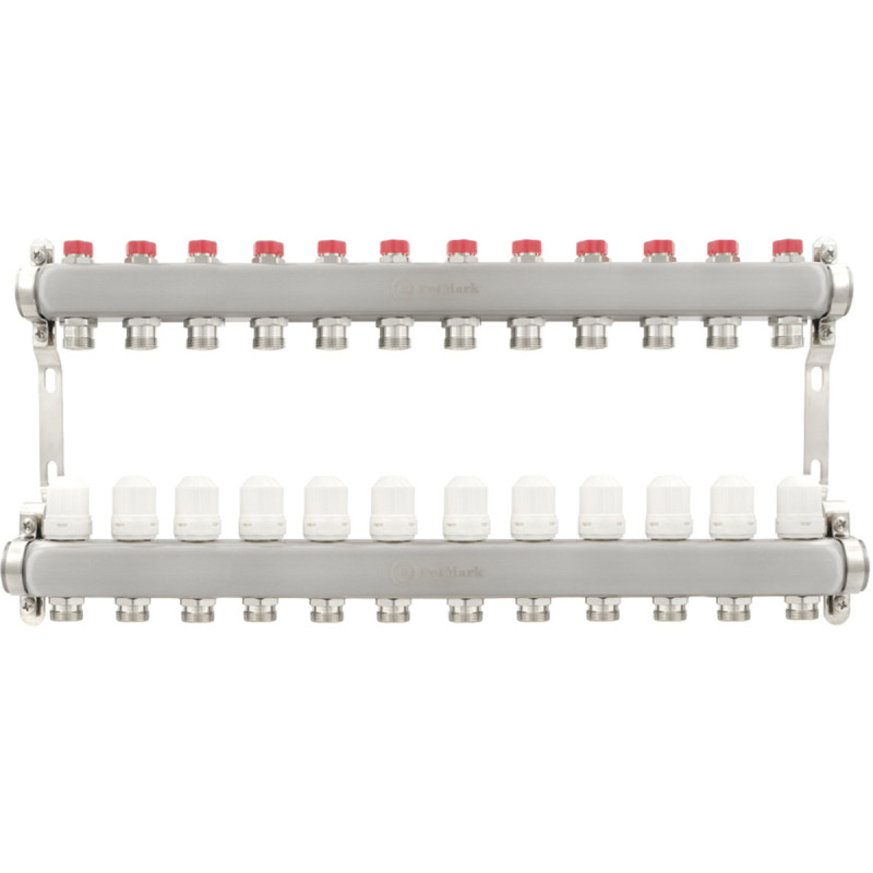 Колектор Polmark 1"x3/4" 12 виходів з термоклапанами без євроконусів PSMR112