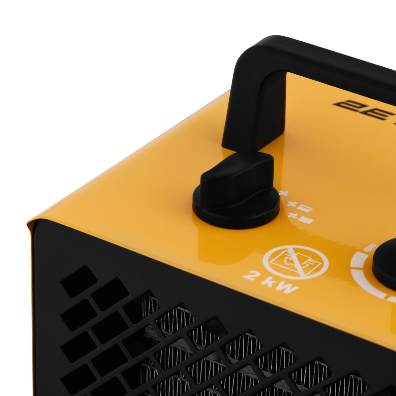 2E Теплова гармата електрична Ceramic, 2кВт, 20м кв, 142м куб/год, керамічний нагрів. елемент (PTC), жовтий (2E-AHC2000S)