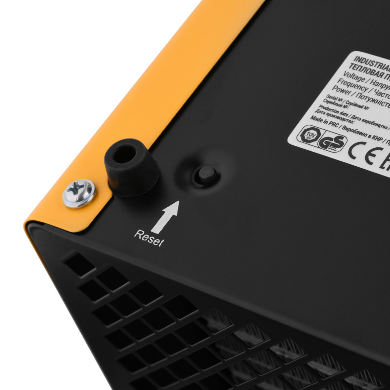 2E Теплова гармата електрична Ceramic, 2кВт, 20м кв, 142м куб/год, керамічний нагрів. елемент (PTC), жовтий (2E-AHC2000S)