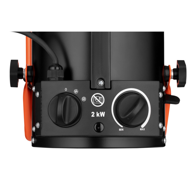 2E Теплова гармата електрична Stainless, 2кВт, 20м кв, 239м куб/год, нагрів. елемент - нерж. сталь, IPX4, чорний (2E-AHT2000)