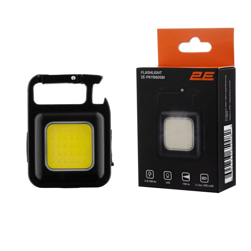 2E Ліхтар ручний акумуляторний PKYB605BI USB-C 500мА·год 500лм 3Вт 3 режими освітлення магніт IPX4 0.03кг (2E-PKYB605BI)