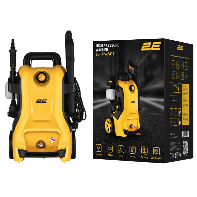 2E Мінімийка високого тиску AquaClean 175, 2400Вт, 175бар, 500л/год, шланг 10м, 10.35кг (2E-HPW2417)