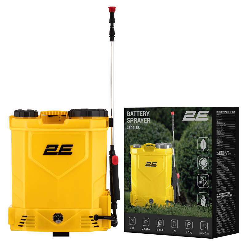 2E Обприскувач акумуляторний AquaSpray 12LR 12л 12В 1х8А·год 4.5бар 2.9л·хв 4.5кг вольтметр (2E-12LBS)