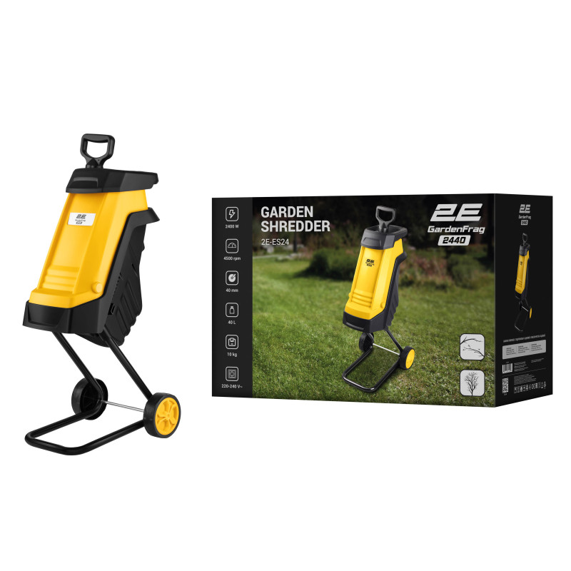 2E Подрібнювач садовий мережевий GardenFrag 2400Вт 40мм 40л 10кг ніж (2E-ES24)
