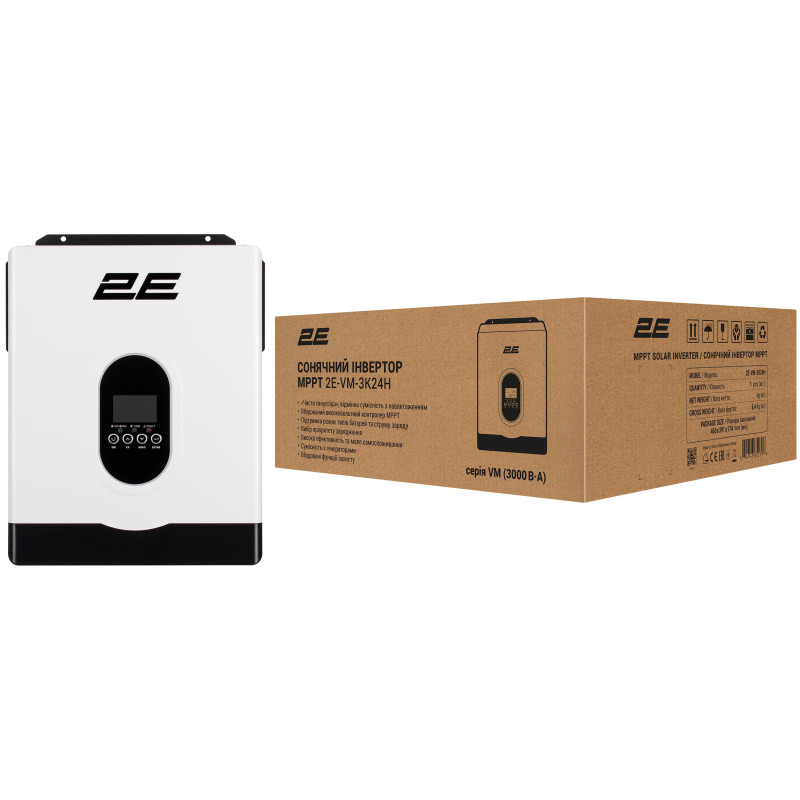 2E Інвертор сонячний автономний VM-3K24H 3000VA/2700W, 24V, Hi-Voltage MPPT (2E-VM-3K24H)