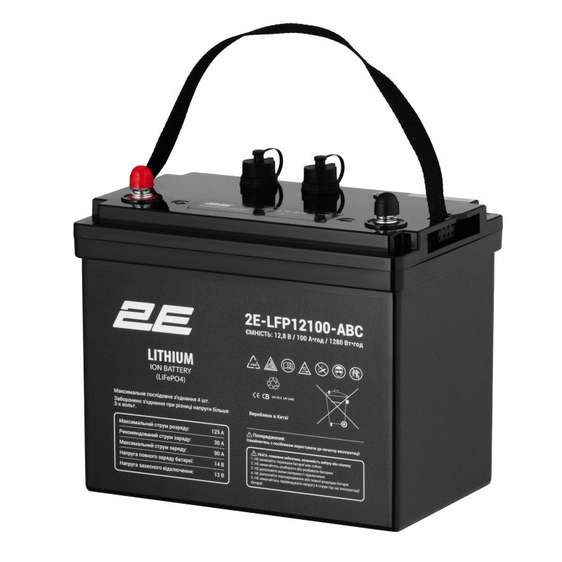 2E Акумуляторна батарея LFP12, 12В, 100А•год, ABC 4S (2E-LFP12100-ABC)