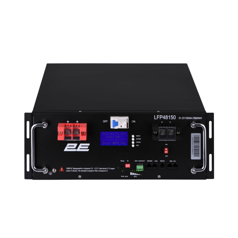 2E Акумуляторна батарея LFP48, 48В, 150А•год, 19" LCD 16S (2E-LFP48150-LCD)