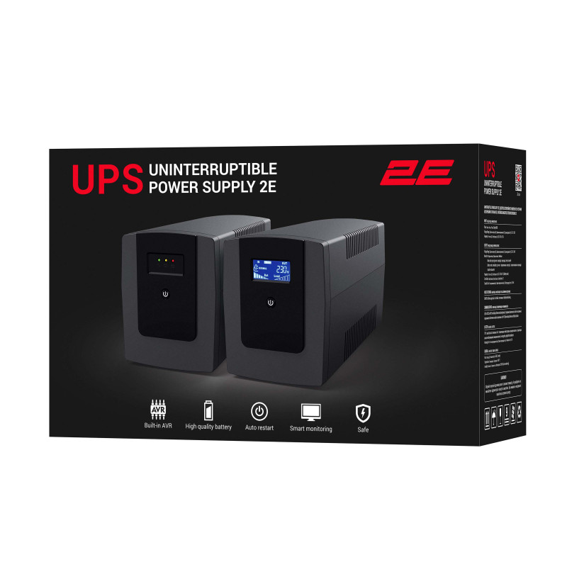 2E Джерело безперебійного живлення DD650, 650VA/360W, LCD, USB, 2xSchuko (2E-DD650)