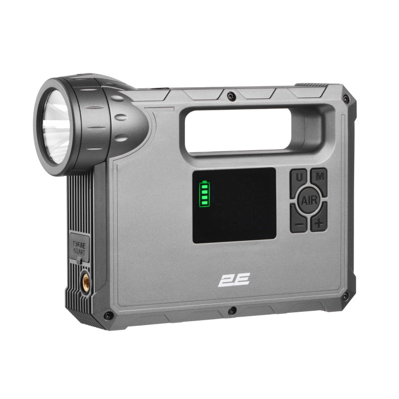 2E Пуско-зарядний пристрій Pitman з автомобільним компресором та ліхтарем, 10000мА·г/37Вт·г, 400А, 1xUSB/2.4A (2E-CJSPBPL-BK)