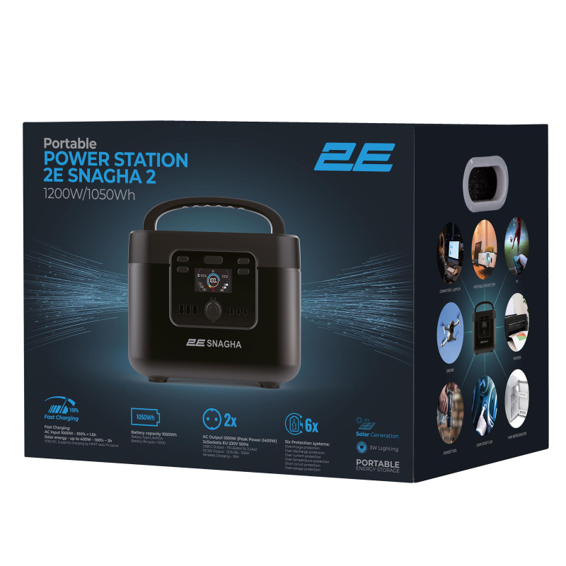 2E Портативна електростанція Snagha 2, 1200 Вт, 1050 Вт/год, швидка зарядка (2E-PPS1210-2)
