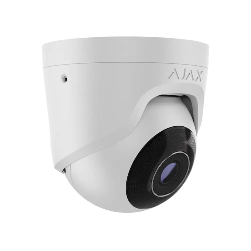 Ajax IP-Камера дротова TurretCam, 5мп, 4мм, Poe, True WDR, IP 65, ІЧ 35м, аудіо, кут огляду 75°до 85°, купольна, біла (000039308)