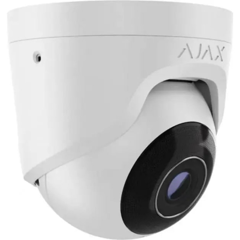 Ajax IP-Камера дротова TurretCam, 8мп, 2.8мм, Poe, True WDR, IP 65, ІЧ 35м, аудіо, кут огляду 100° до 110°, купольна, біла (000039323)
