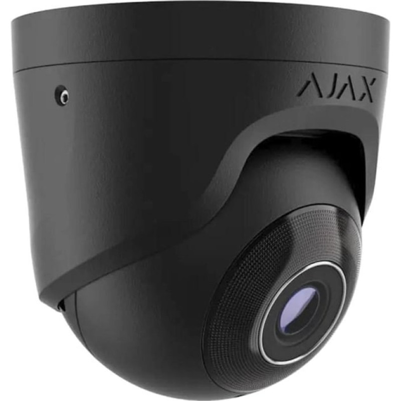 Ajax IP-Камера дротова TurretCam, 8мп, 4мм, Poe, True WDR, IP 65, ІЧ 35м, аудіо, кут огляду 75°до 85°, купольна, чорна (000039326)