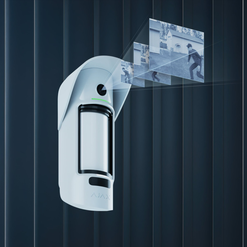 Ajax Бездротовий датчик руху з камерою та фото по запиту MotionCam Outdoor PhOD, Jeweller, білий (000027961)