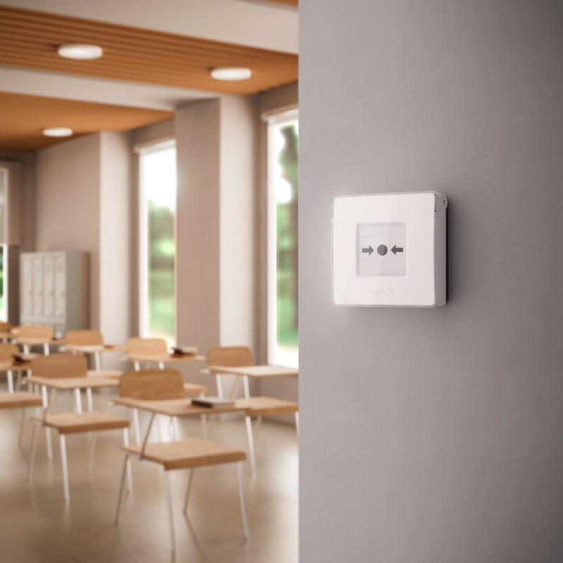 Ajax Бездротова настінна кнопка для активації пожежної тривоги вручну для житлових об'єктів Manual Call Point, jeweller, бездротовий, білий (000044796)