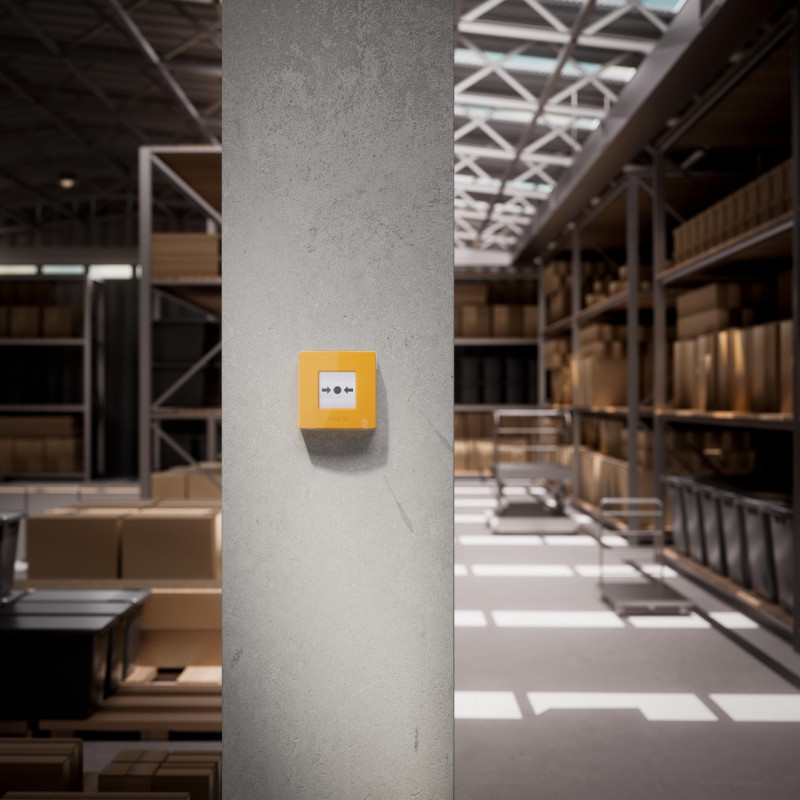 Ajax Бездротова настінна кнопка для активації пожежної тривоги вручну для житлових об'єктів Manual Call Point, jeweller, бездротовий, жовтий (000044795)