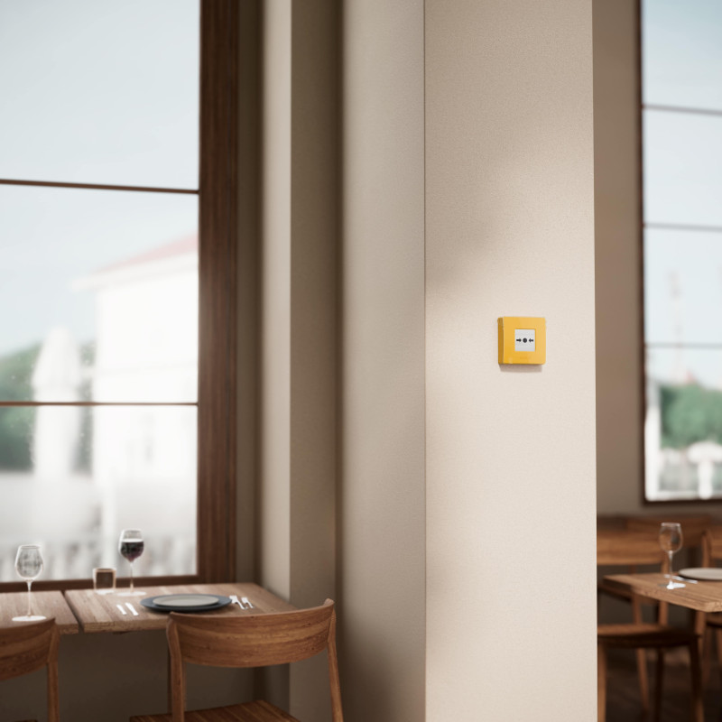 Ajax Бездротова настінна кнопка для активації пожежної тривоги вручну для житлових об'єктів Manual Call Point, jeweller, бездротовий, жовтий (000044795)