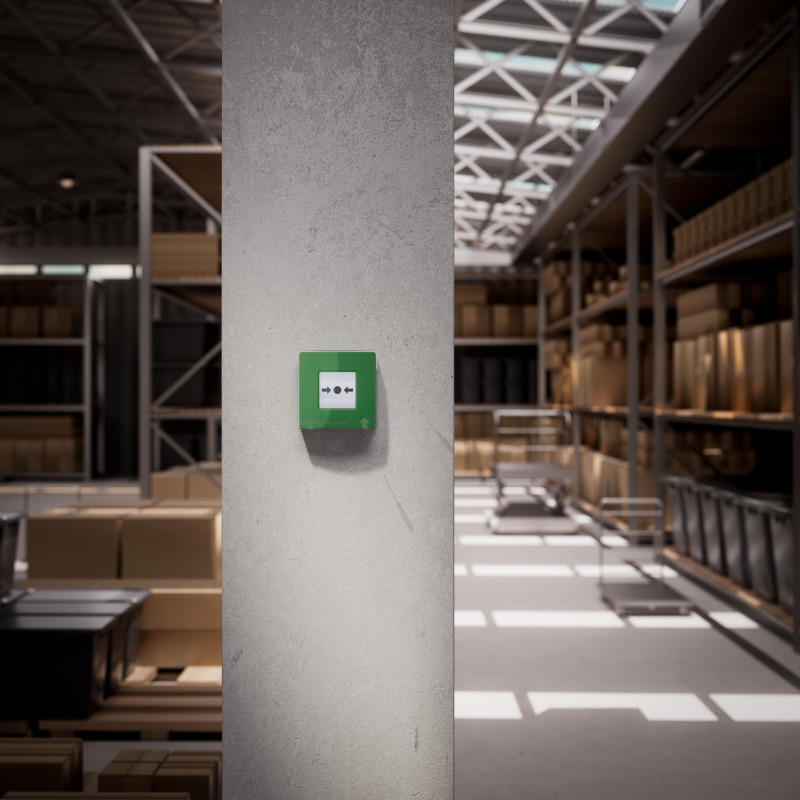 Ajax Бездротова настінна кнопка для активації пожежної тривоги вручну для житлових об'єктів Manual Call Point, jeweller, бездротовий, зелений (000044794)