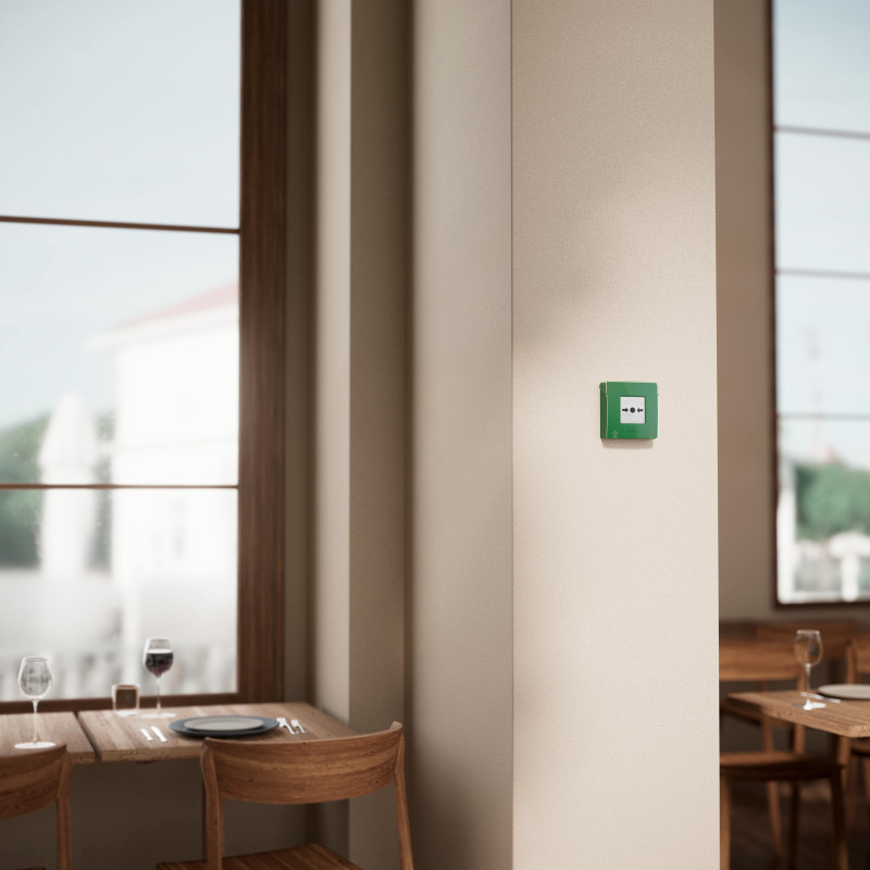 Ajax Бездротова настінна кнопка для активації пожежної тривоги вручну для житлових об'єктів Manual Call Point, jeweller, бездротовий, зелений (000044794)