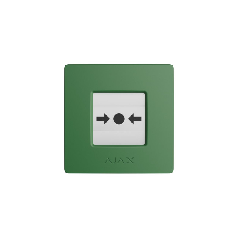 Ajax Бездротова настінна кнопка для активації пожежної тривоги вручну для житлових об'єктів Manual Call Point, jeweller, бездротовий, зелений (000044794)