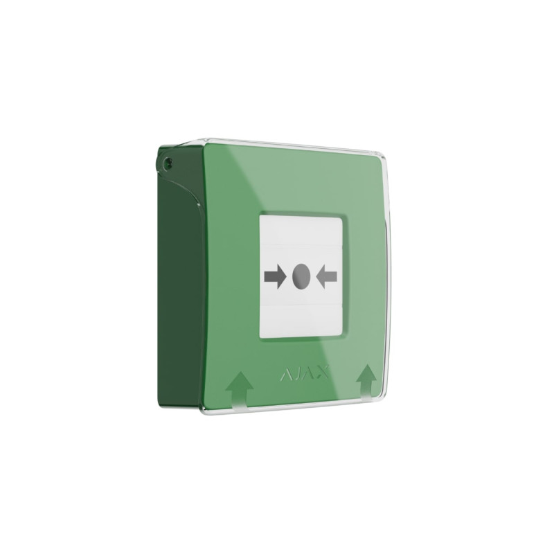 Ajax Бездротова настінна кнопка для активації пожежної тривоги вручну для житлових об'єктів Manual Call Point, jeweller, бездротовий, зелений (000044794)