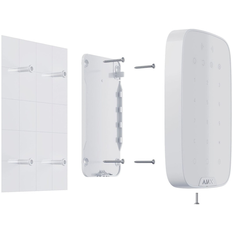 Ajax Бездротова сенсорна клавіатура Keypad Plus біла (000023070)