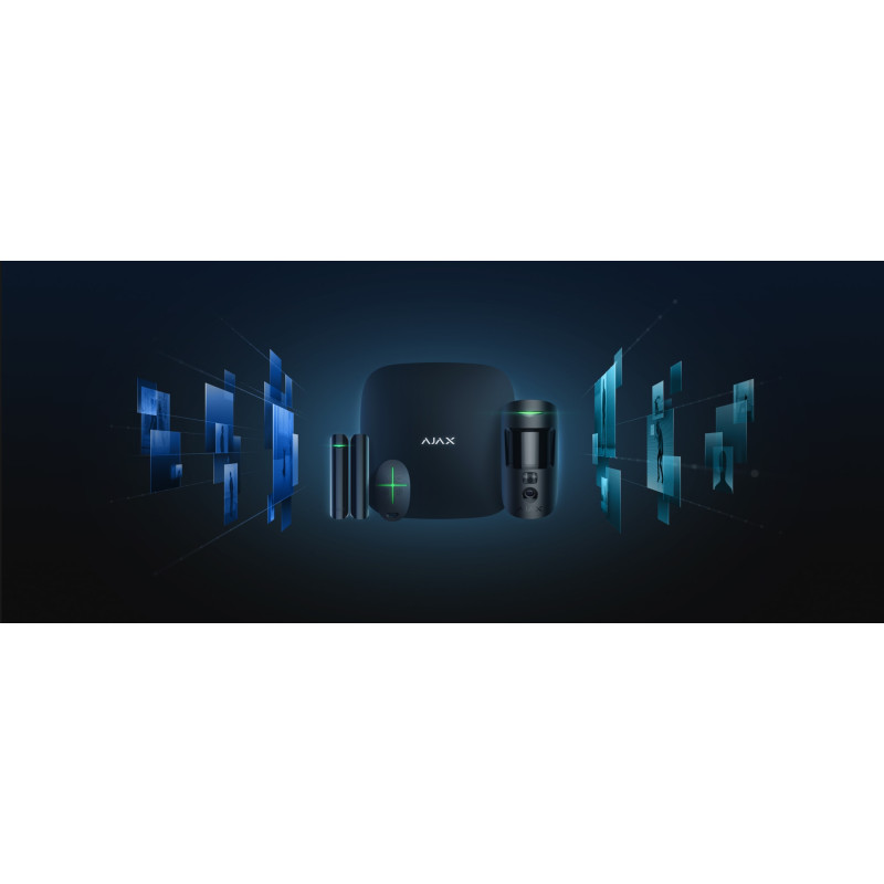 Ajax Комплект охоронної сигналізації HDR StarterKit Cam, hub 2, motioncam HDR, doorprotect, spacecontrol, jeweller, бездротовий, чорний (000052842)