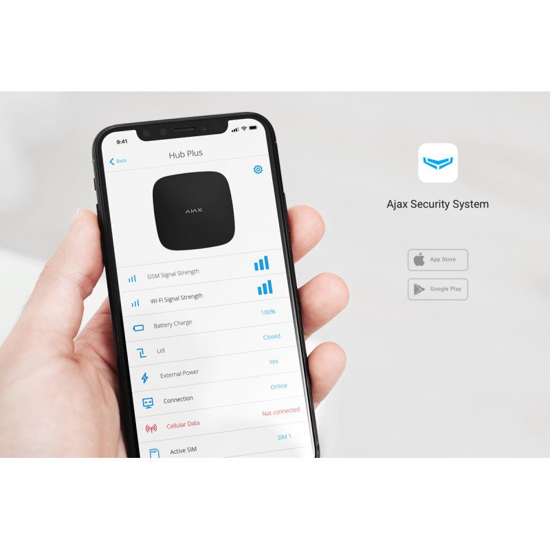 Ajax Комплект охоронної сигналізації StarterKit 2, hub2, motionprotect, doorprotect, spacecontrol, jeweller, бездротовий, чорний (000023479)