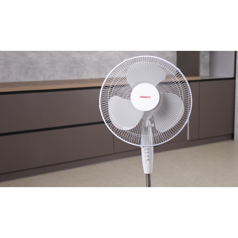 ARDESTO Вентилятор підлоговий, 40см, 45Вт, опора хрестовина, білий (FN-1608CW)