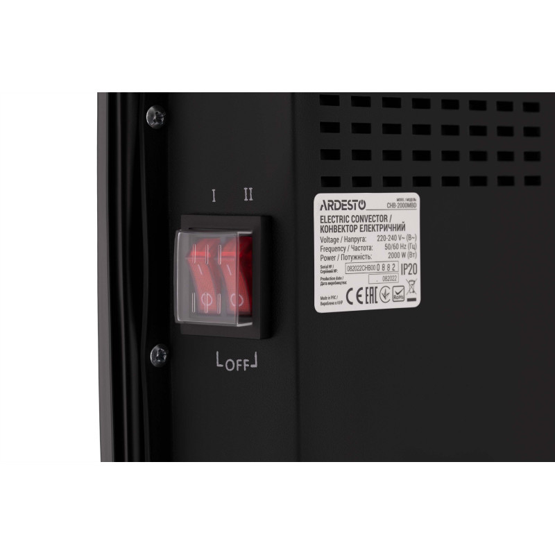 ARDESTO Конвектор, 20м2, 2000Вт, мех. упр-ння, відкритий нагрів. елемент, сушка, чорний (CHB-2000MBD)