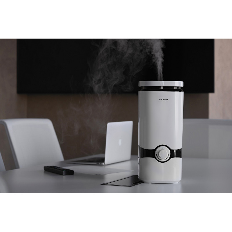 ARDESTO Зволожувач повітря ультразвуковий, 40м2, 4л, 300мл/г, мех. кер-ння, верх. залив води, білий (USH-M-BTN-4L-W)