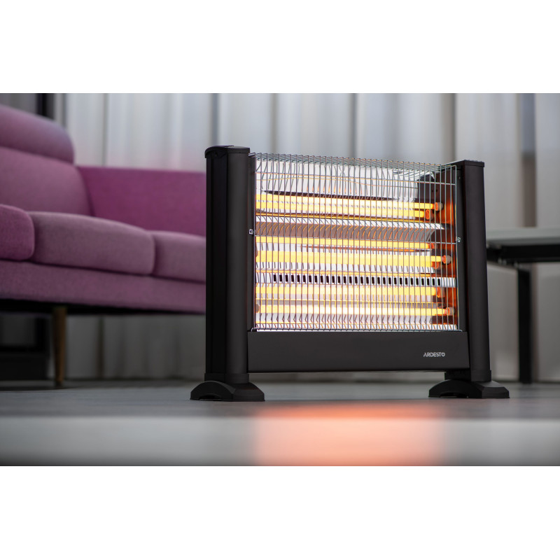ARDESTO Обігрівач інфрачервоний кварцевий, 15м2, 1650Вт, мех. упр-ння, підлоговий, чорний (IHS-1650)