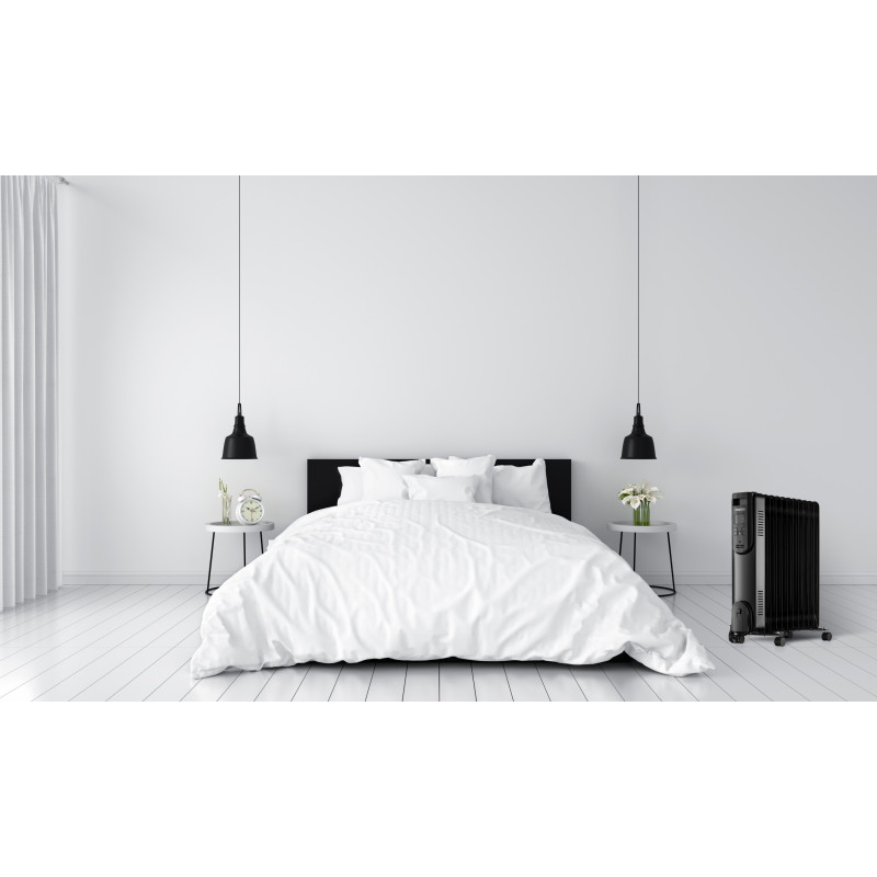 ARDESTO Обігрівач оливний, 25м2, 2500Вт, електр. упр-ння, 11 секцій, пульт ДК, чорний (OFH-E11X2)