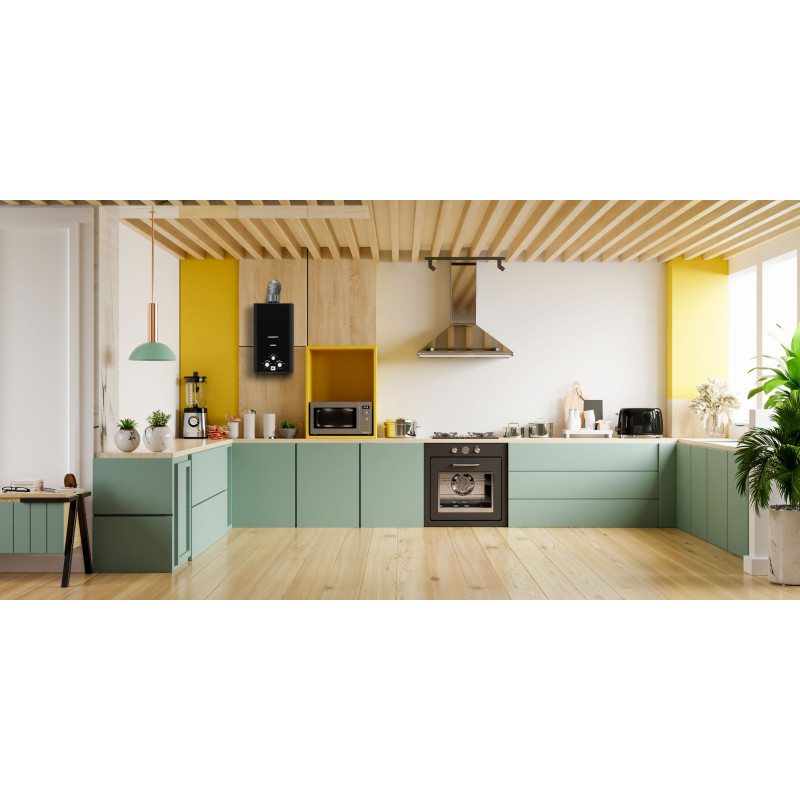 ARDESTO Газова колонка X1, 10 л/хв., 20 кВт, розпалювання від батарейок, дисплей, чорний (TFGBH-10B-X1-BLACK)